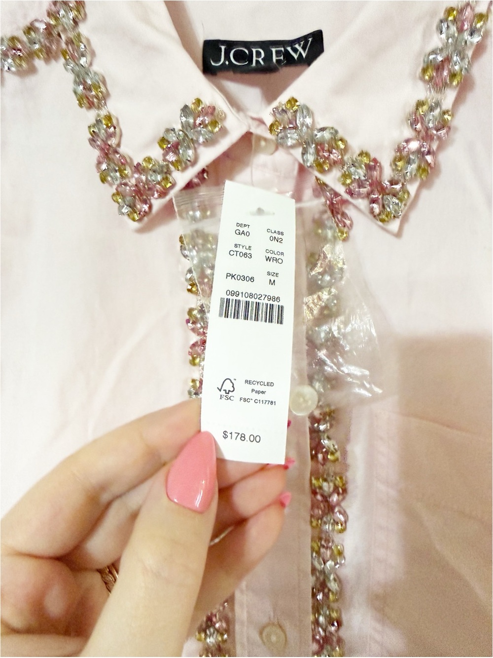 JCrew Étienne cropped button-up shirt in embellished cotton poplin NEW medium - Picture 7 of 12